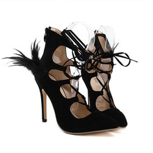 Fashion shoes genuine leather high heels black dress sandals